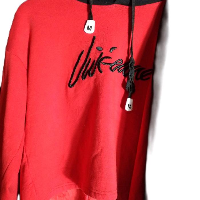 Unicef Jaket Hoodie Merah dengan Logo Hitam Ukuran M untuk Pria dan Wanita