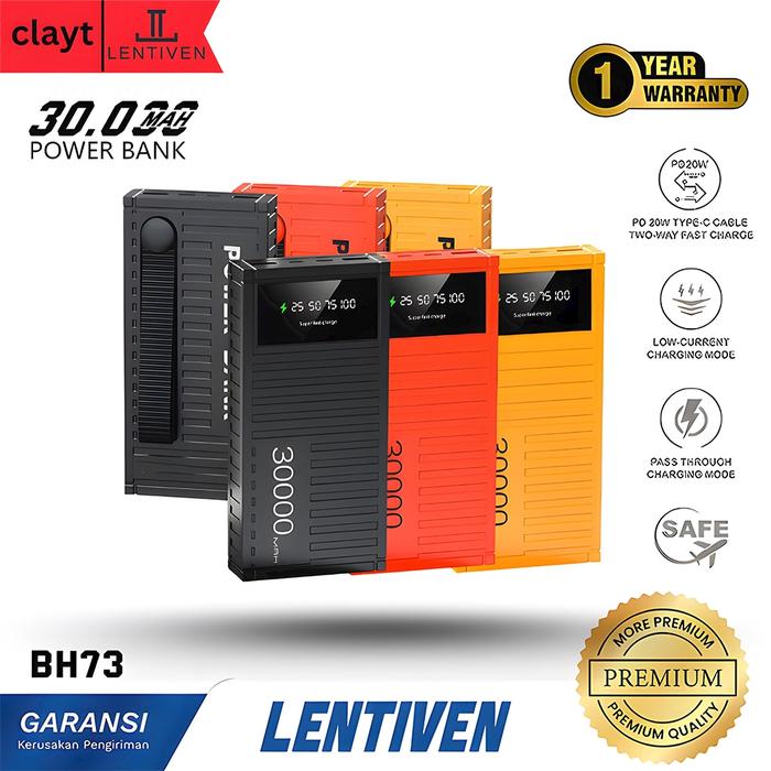 CLAYT LENTIVEN Powerbank 30000 mAh Fast Charging Mini Slim Led Display