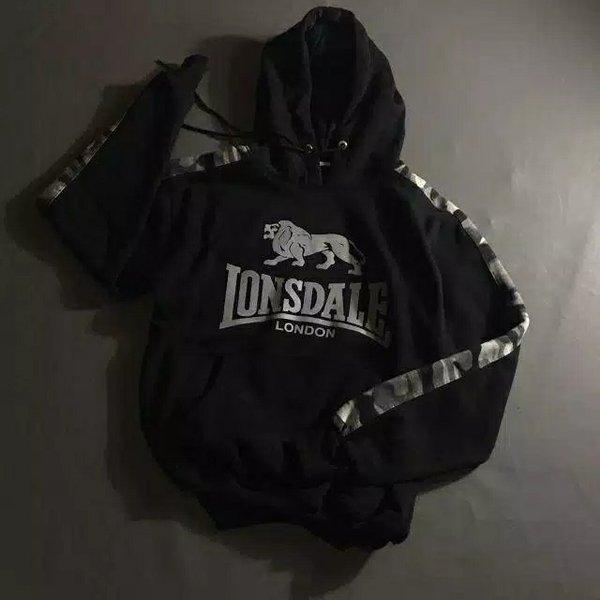 Jaket Pria - Hoodie Lonsdale Stripe Army Premium Original