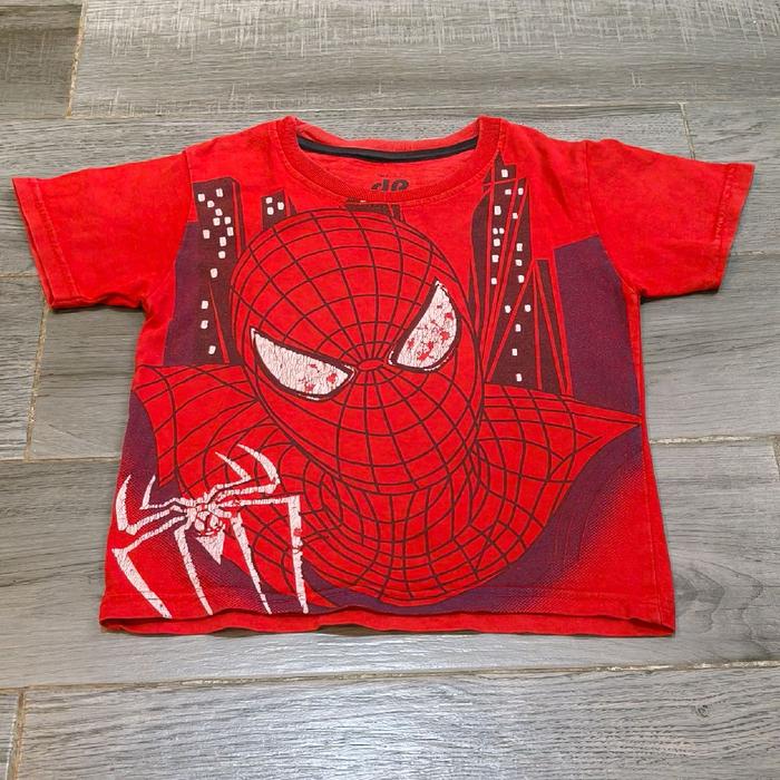 Baju Kaos Anak 3 - 4 Thn Gambar Spiderman Merah Dan Biru Train Second Preloved Bekas Panjang Baju 40