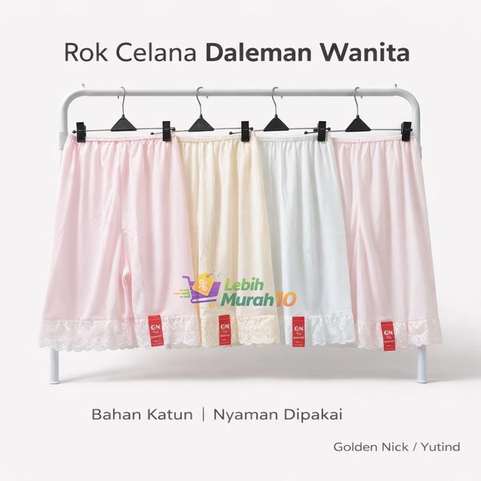 Golden Nick / Yutind Androk Pendek Dalam Celana Wanita Under Rok Bahan Rayon & Poliester Variasi Ren