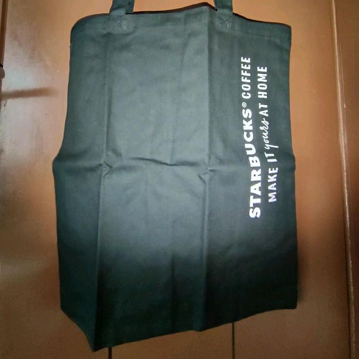STARBUCKS Coffee Merchandise Black Cotton Tote Bag "Make it Yours at Home" Series (Tas Jinjing Wanit