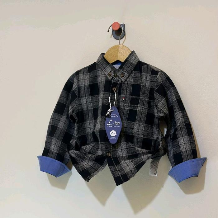 kemeja anak laki-laki motif kotak kotak 9 bulan-7tahun