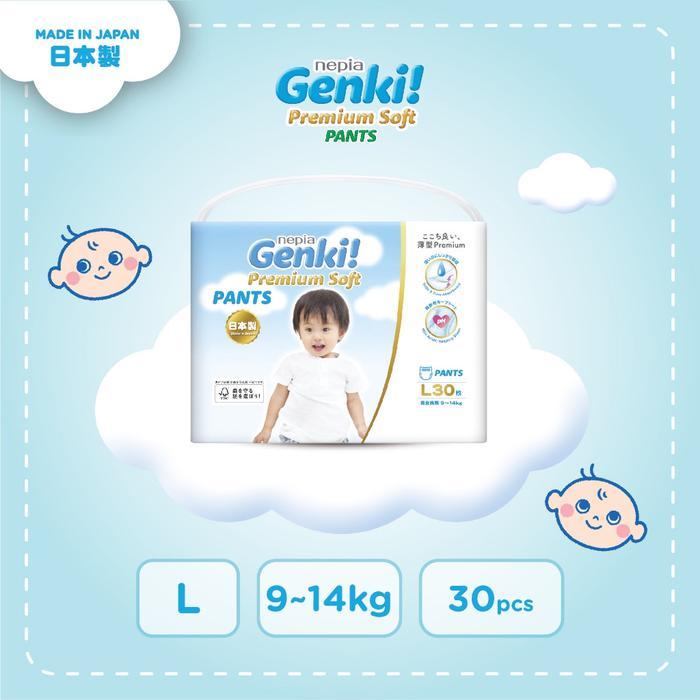Nepia Genki Premium Soft Pants L30 Popok Bayi Pampers