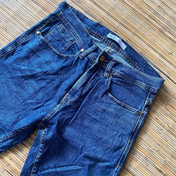 Zara Man Celana Panjang Denim Jeans Pants Biru Blue Second