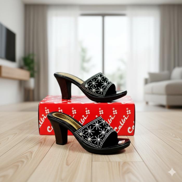 Sandal wanita Heels Sloph Calbi / calbi wanita terbaru / CALBI TERBARU / Sandal calbi motif Heels Bu