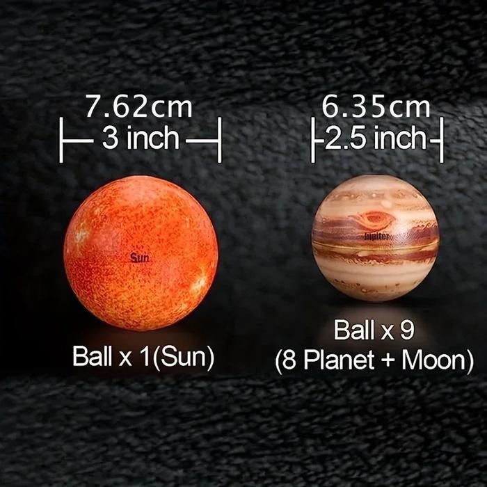 10pcs/Set Mainan Edukasi Planet Bola Mainan Bola Planet Tenaga Surya Bola Planet Tenaga Surya Untuk
