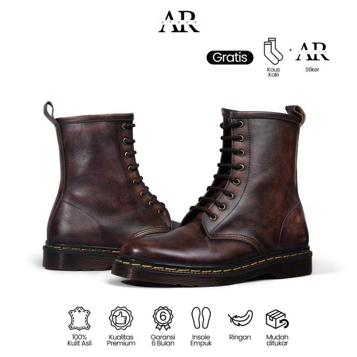 Terbaru Athar Hamorii Sepatu Boots Pria 8 Hole Kulit Asli Docmart Original