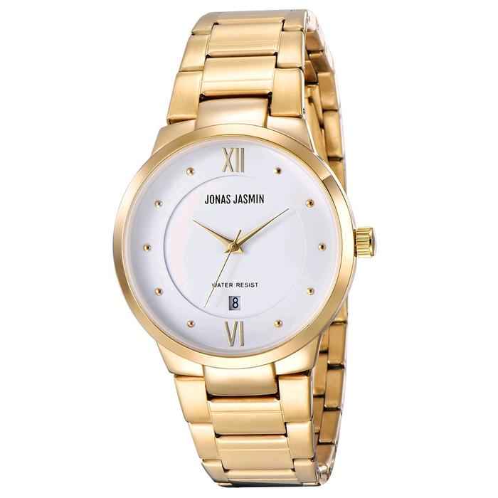 Jam Tangan Pria Original Jonas Jasmin 3105 Body Bulat Rantai Stainless Tanggal Aktif
