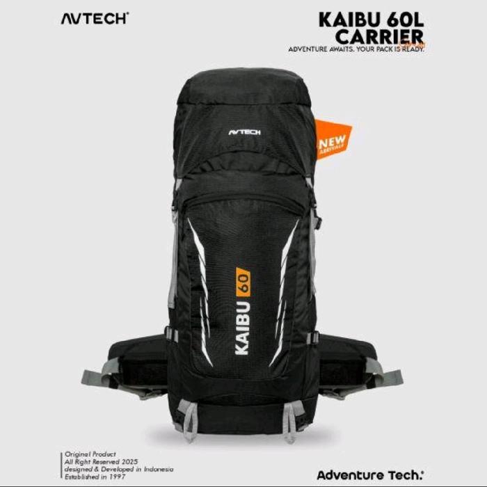 Avtech tas ransel gunung Carrier Kaibu 60L HITAM Original Termurah keril tas gunung backpack tas Cam