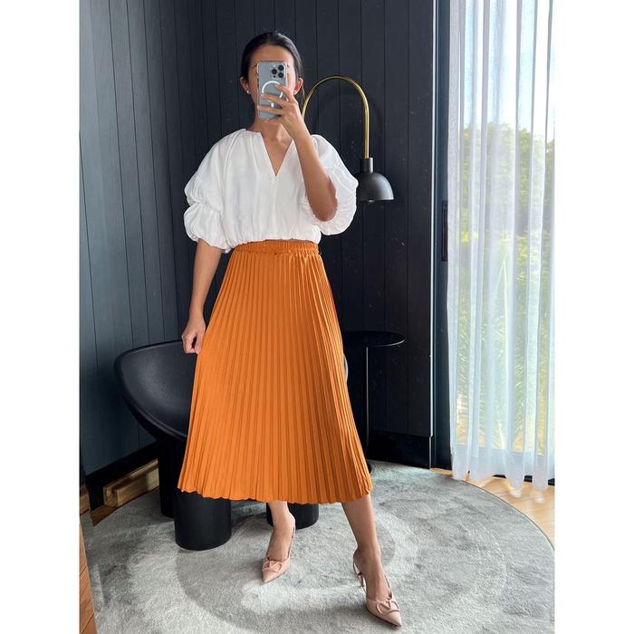 KOREA Style Rok Plisket Midi / Rok Plisket Tanggung / Rok 7/8 / Plisket Premium / Pleated Skirt