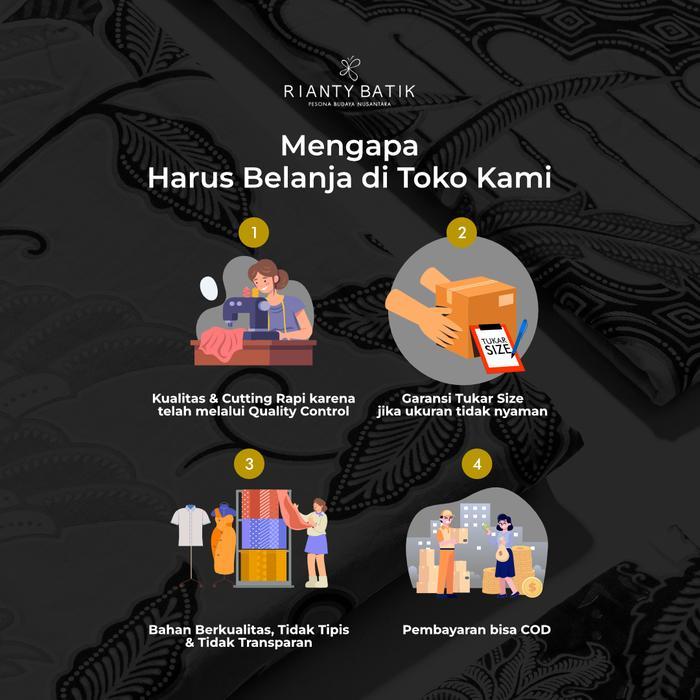 Rianty Batik Premium Wanita Dress Furing Navy Firanza Firenze
