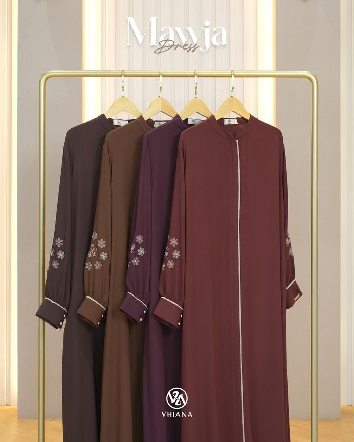 [VHIANA] MAWJA DRESS//Dress Casual Lengan Bordir//Gamis Muslim Wanita Dewasa