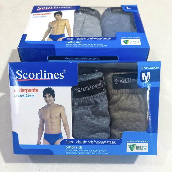 3 pcs Scorlines Underpants Celana Dalam Pria
