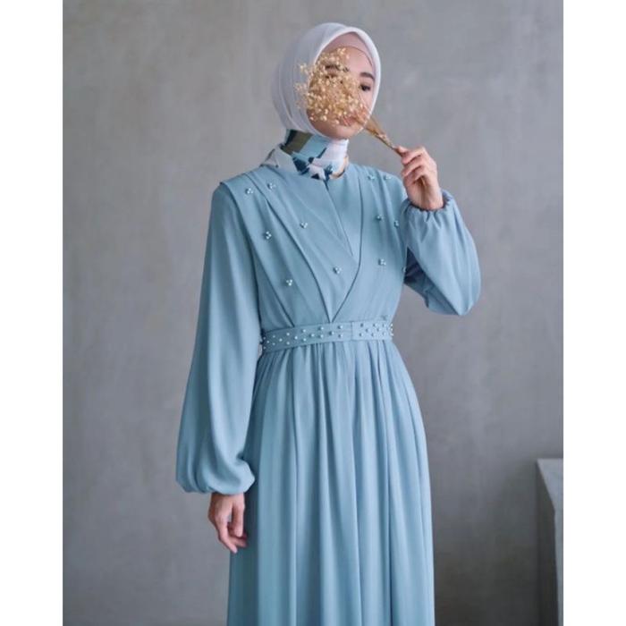 (New) Tyana Dress - Baju Gamis Busui Dress Maxi Maxy Ceruty Ceruti Aplikasi Mutiara Remaja Wanita Pe