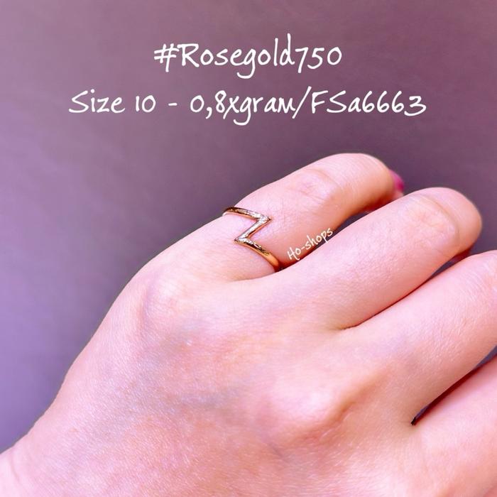 Cincin Lightning / Petir / Huruf Z Rosegold Kadar 750 Asli Emas