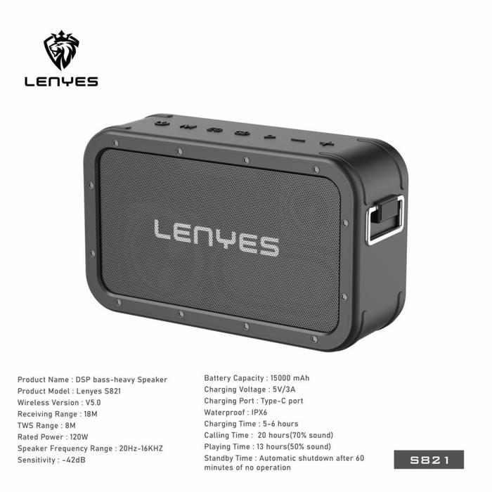 SPEAKER BLUETOOTH LENYES TWS S821 120W DSP HEAVY BASS IPX6 S-821 Grosir