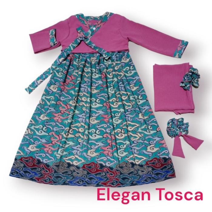GAMIS BATIK HALUS HANBOK Korea Muslim Anak 1-8thn SET HIJAB KERUDUNG.