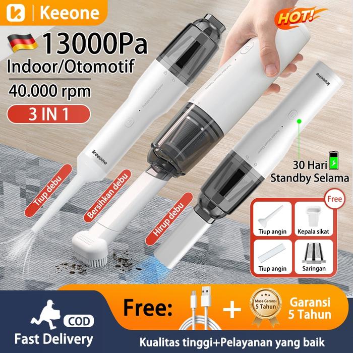 Keeone Vacuum Cleaner Mobil Mini Nirkabel Multifungsi Cordless Penyedot Debu Portable Vacum Cleaner