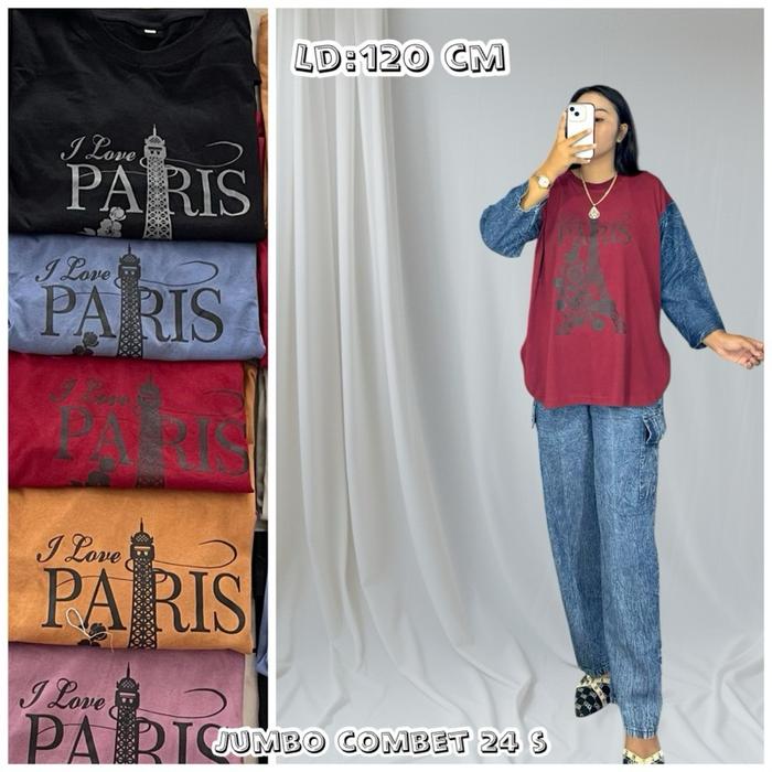 Setelan Wanita (JUMBO) Setcel Cargo Combed Jeans Oneset