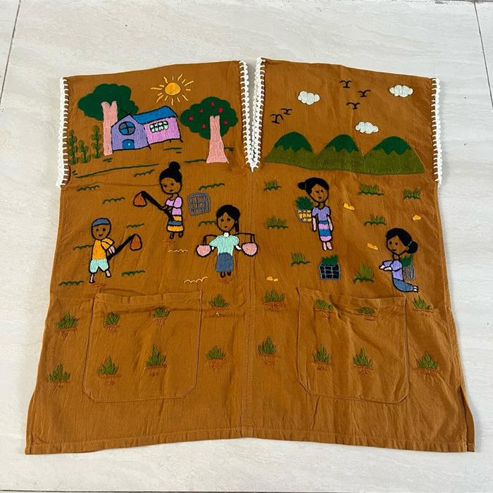 baju atasan gambar sawah embroidery