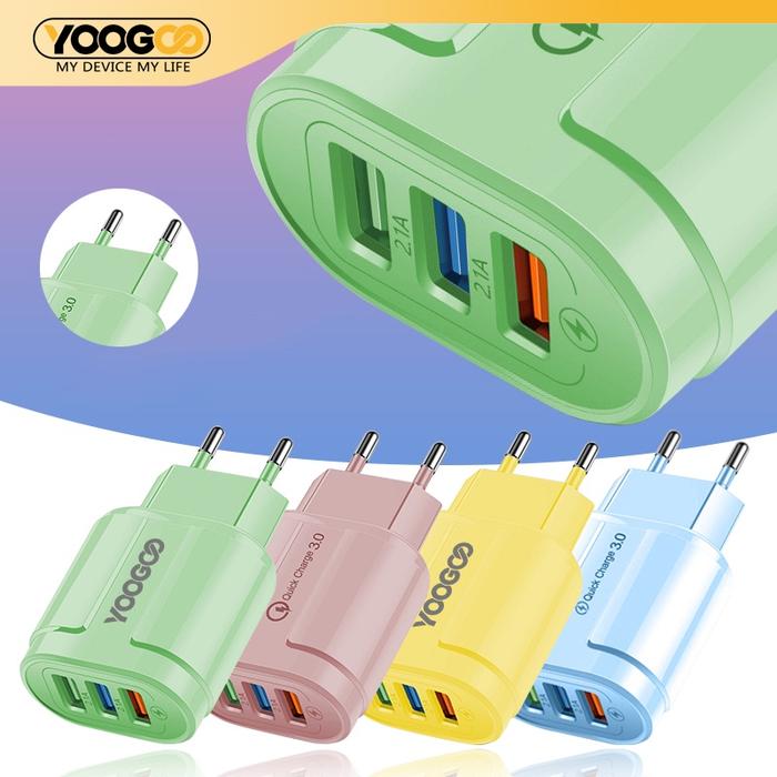 Charger Adaptor 3USB Port Fast Charging Adapter Macaron Color USB Charger