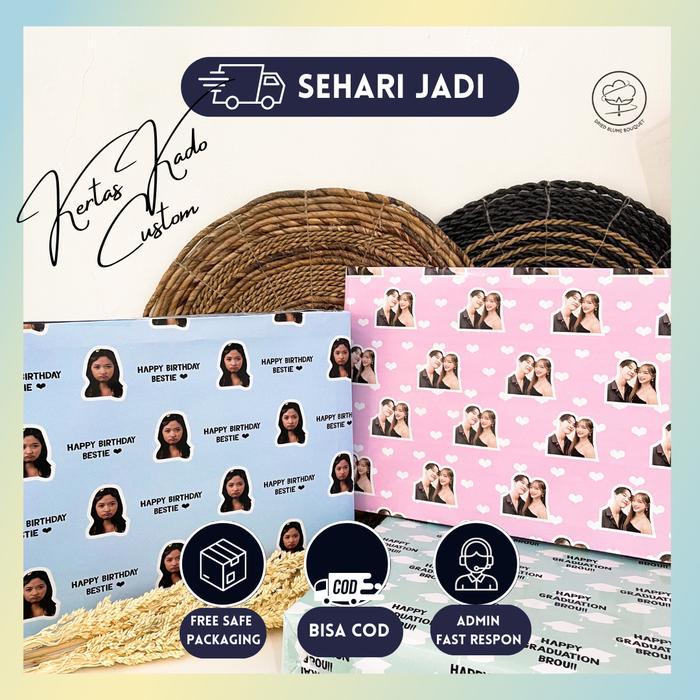 Kertas Kado Custom Muka Extra Wrapping Untuk Hadiah Kado Ulang Tahun Cewek Romantis