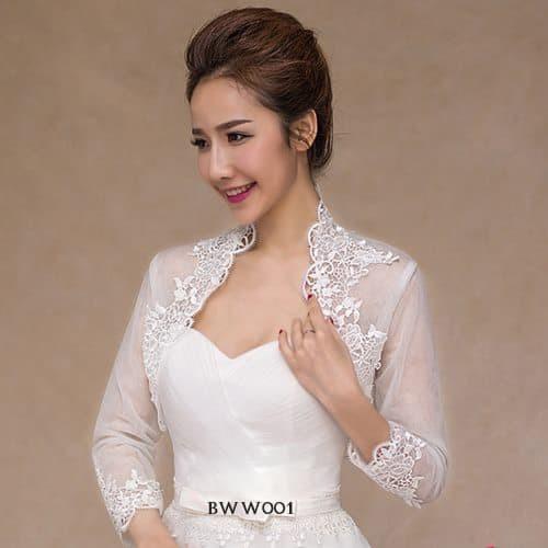 GN239 Aksesoris Bolero Pesta Lengan Panjang Lace Putih Pengantin - BWW 001 TERBARU