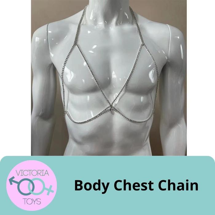 BDSM Body Chest Chain Necklace Kalung Dada Aksesoris Pria Wanita