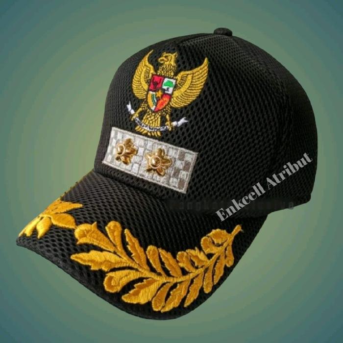 Satu set perlengkapan Lurah Kelurahan Kades kepala desa Topi hitam dan keki pangkat keki nevi dan pa