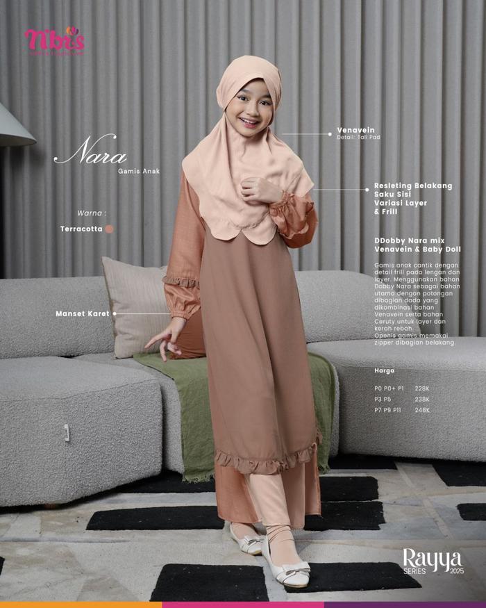 NARA GAMIS ANAK NIBRAS / NIBRAS NARA TERRACOTTA / NIBRAS NARA ROSE TAUPE / GAMIS ANAK NARA TERRACOTT