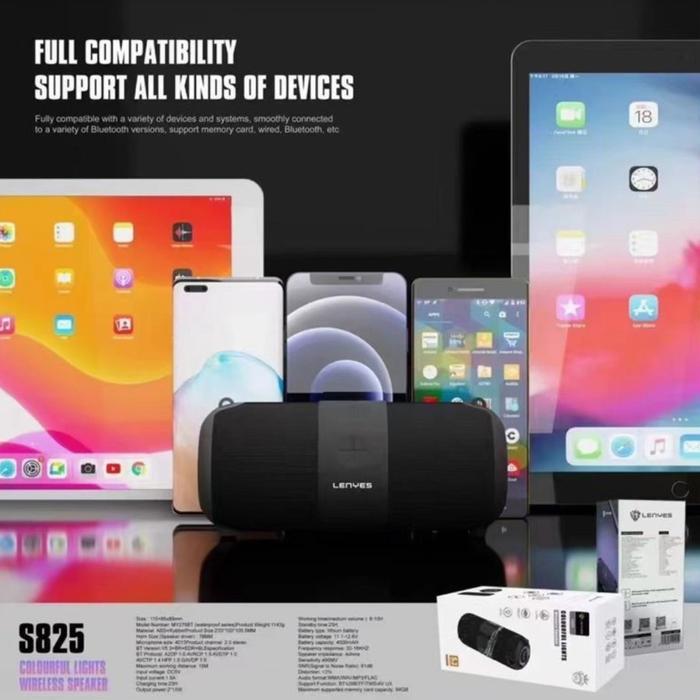 Speaker Bluetooth Lenyes Tws S825 Wireless Speaker Stereo Twins Grosir