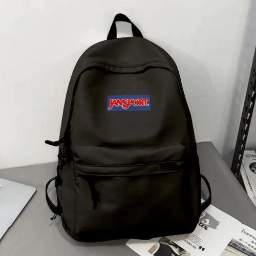 JanSport Bacpack Tas Ransel Hitam Polos Bahan Halus Tebal Tahan Air untuk Pria & Wanita Desain Seder