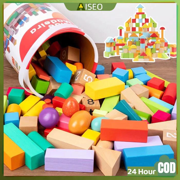 【Harga minimum】100pcs Mainan Balok Besar Mega Block/100pcs Super Builders Mainan Edukasi Belofty Toy