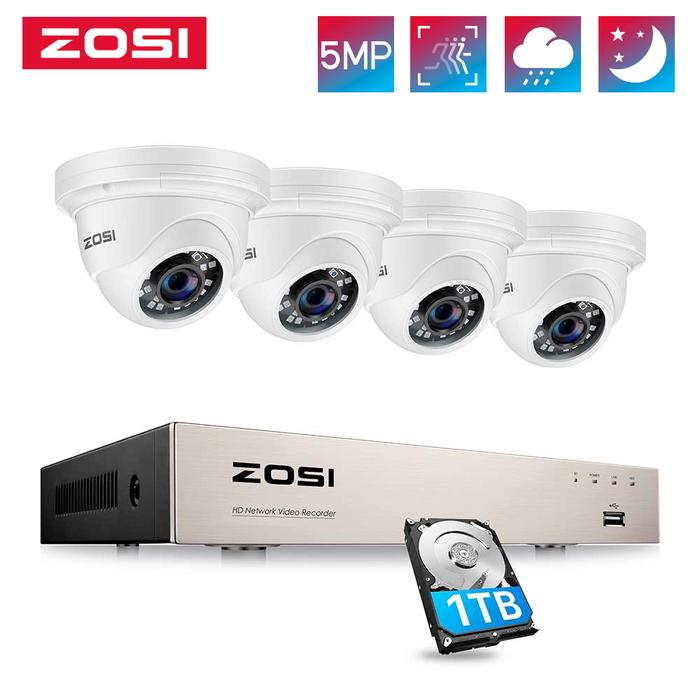 ZOSI H.265+ 8CH 5MP POE NVR Kit CCTV Home Security System 5MP