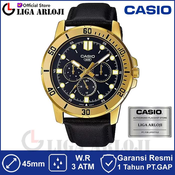CASIO MTP-VD300GL-1EUDF Jam Tangan Pria Analog Kulit MTP-VD300GL-1E Original MTPVD300
