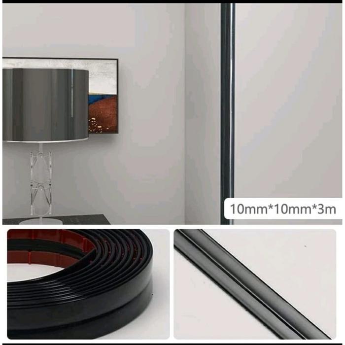 Wall Sticker Panjang 3 Meter / Plat Strip List Dinding /List Gold / Silver / Rose Gold