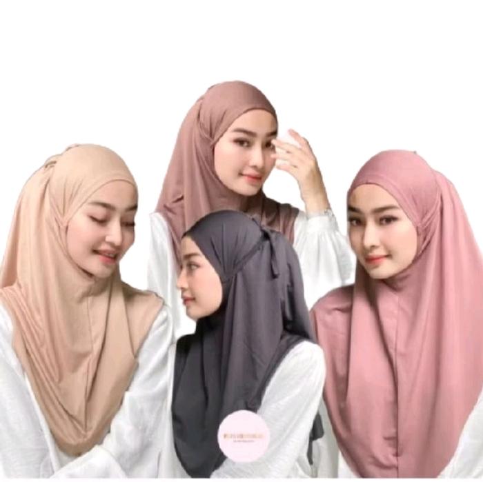 Syafany Tali Hijab Instan Premium Non Pat Jilbab Bergo  Non Pet Olahraga Kualitas Terbaik Material J