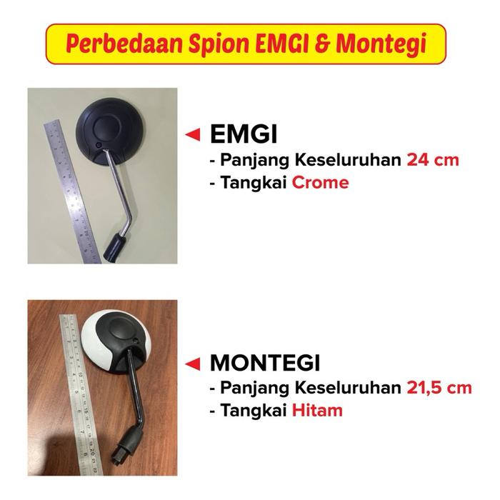 EMGI Scoopy Spion Motor Bulat Kaca Cembung - Hitam Glossy, Merah, Putih Mutiara