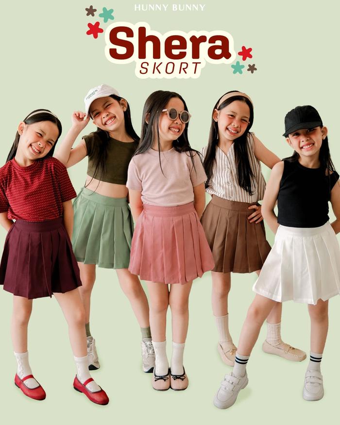 SHERA PLEATS SKORT | Hunny Bunny | Celana Rok Golf Tenis Anak Perempuan | Rok celana Pendek