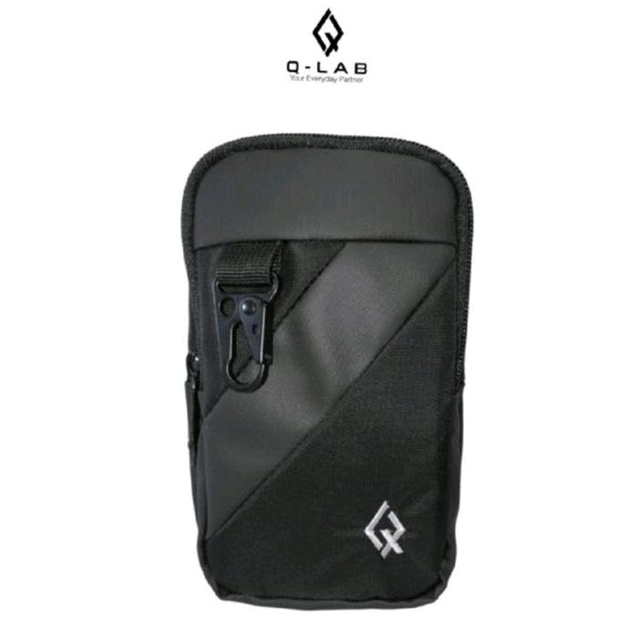 Q-LAB Tas HP Hitam 169172 Original Termurah Selendang & Bisa Sabuk untuk Pengguna Pria