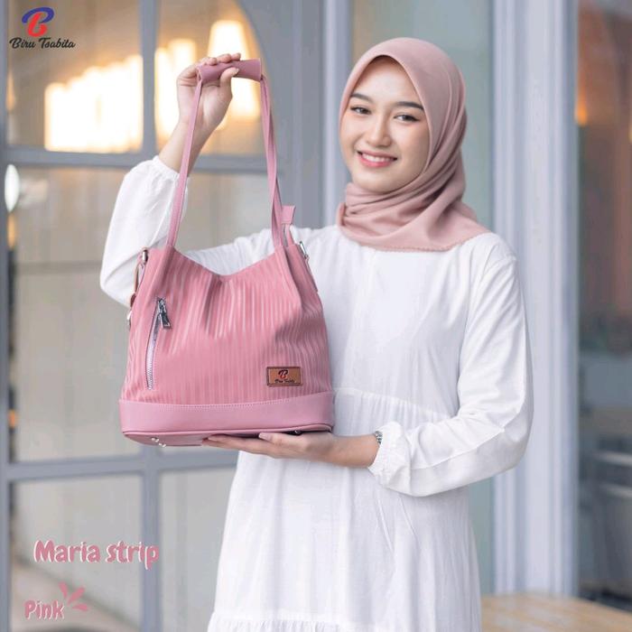 GFR -  totebag bag Maria strip By biru tsabita totebag wanita tas kekinian murah berkualitas muat ba