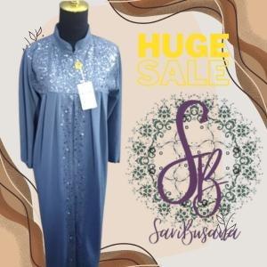 Baju Gamis Wanita Dewasa Muslim Sari Busana - Lebaran Dress Biru Crinkle