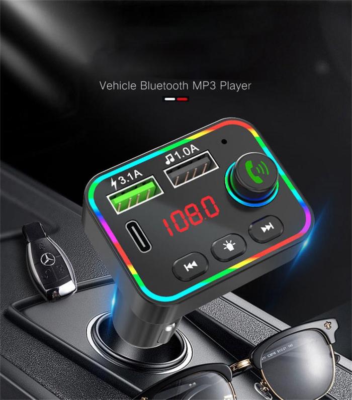 Car Hands-free Bluetooth 5.0 FM Transmitter Car Kit MP3