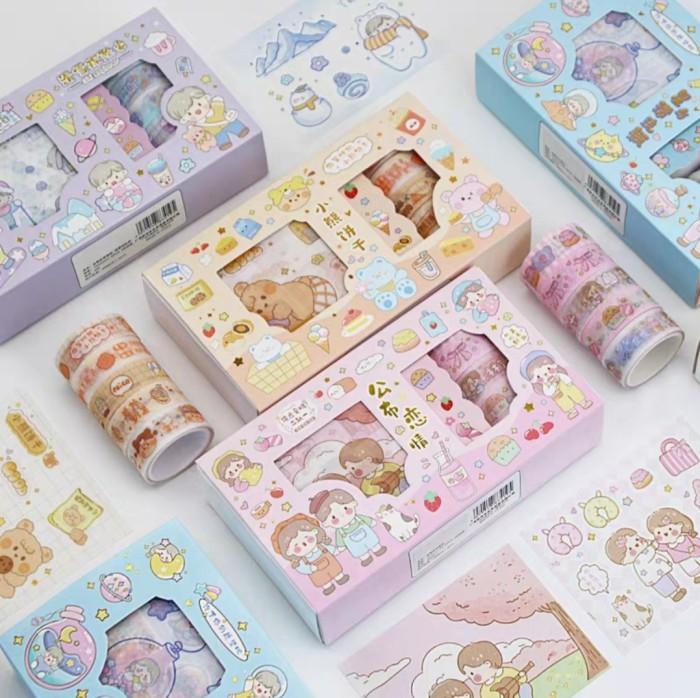 Set Washi Tape Stiker Dekorasi Diary Jurnal Scrapbook