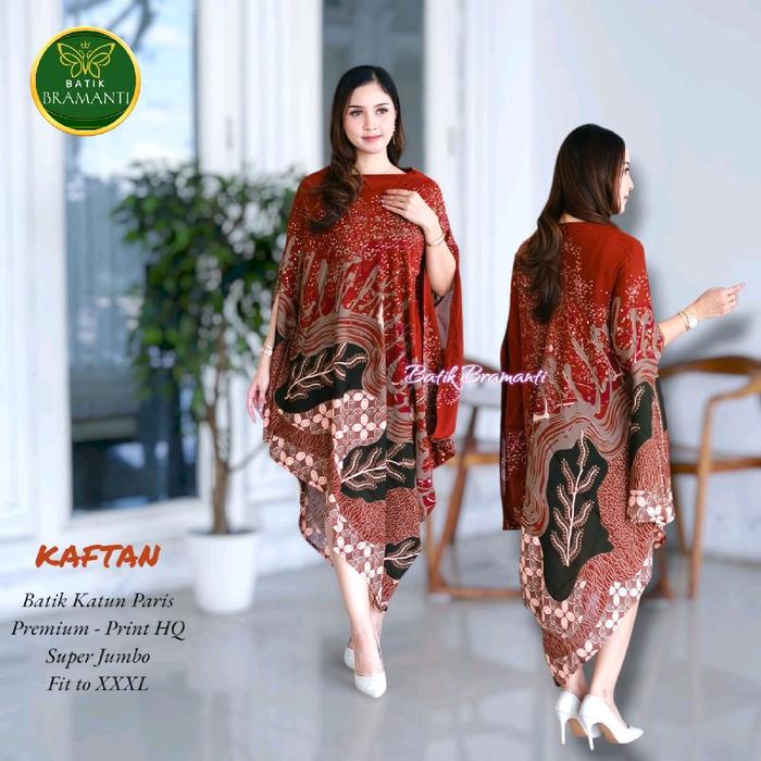 KAFTAN BATIK KATUN PARIS PREMIUM ORI SOLO ,PRINT HQ, SIZE M FIT TO JUMBO