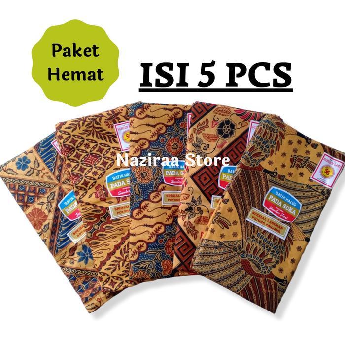 PREMIUM 5 Pcs Kain Panjang Batik Padasuka, Kain Jarik Samping Kebat Katun Melahirkan Kebaya