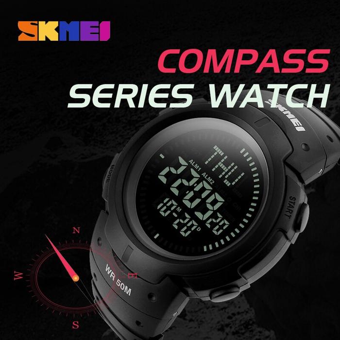 Jam Tangan Pria Kompas Fitur Sporty Outdoor Tahan Air Jam Tangan Keren stopwatch watches Karet