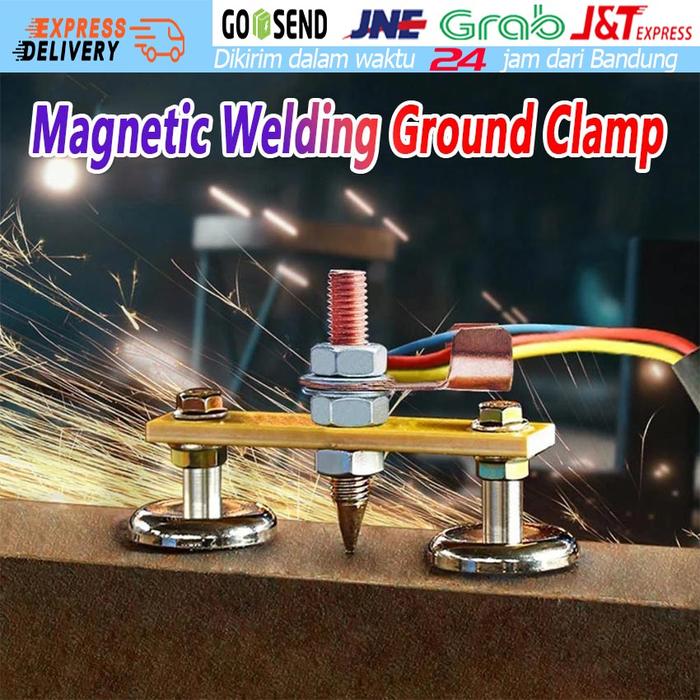 Dua Kepala Magnet Kabel Massa Klem Tang Las Magnet untuk Kabel Massa Mesin Travo Las Listrik
