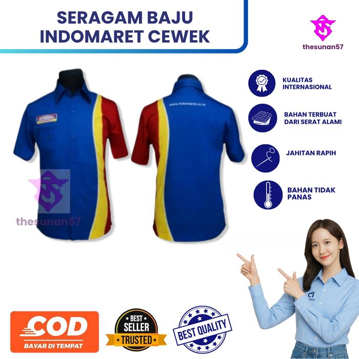 Baju Seragam Indomaret Cewek || Baju Kerja Indomaret || Baju Kerja Cewek || Indomaret Pendek Wanita